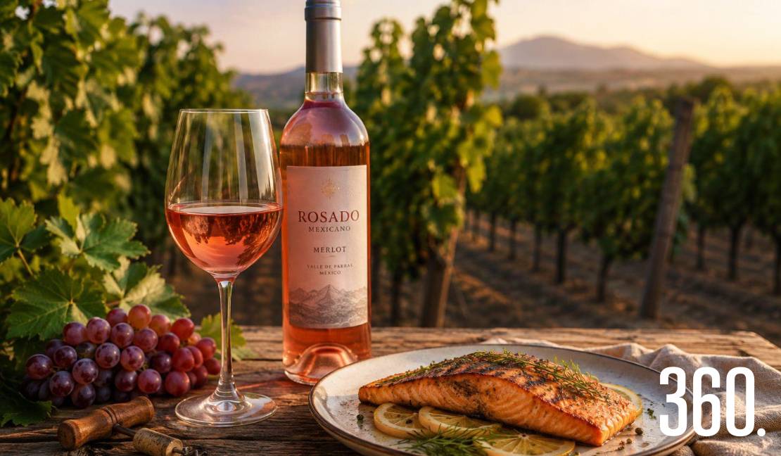 Un vino rosado mexicano acompaña este recorrido por los ciclos de la vid y marida con un salmón a la parrilla con hierbas finas.
