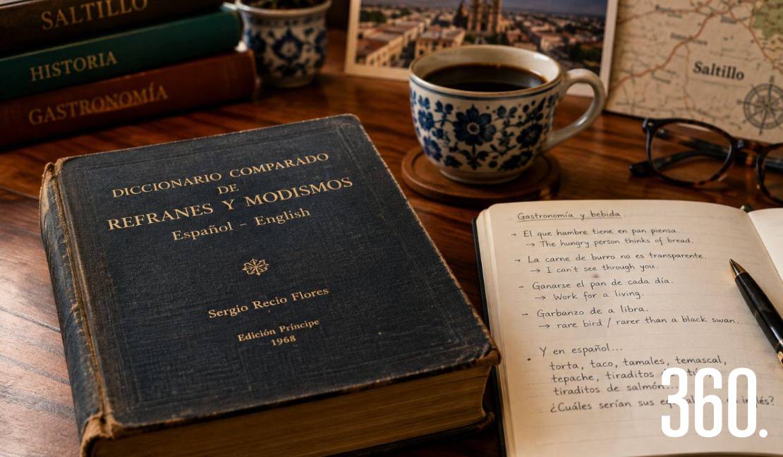Un antiguo diccionario de refranes español-inglés se convierte en uno de los hallazgos del autor, quien explora sus páginas en busca de expresiones relacionadas con la gastronomía y la bebida.