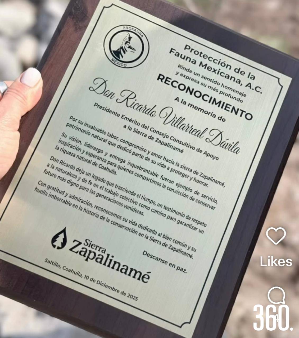 $!Reconocimiento a don Ricardo Villarreal.