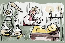 Representación de la creación de Frankenstein.