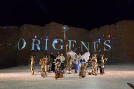 Los ganadores durante el espectáculo “Orígenes”, una puesta en escena que combina historia, luz y naturaleza.