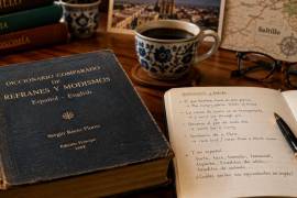 Un antiguo diccionario de refranes español-inglés se convierte en uno de los hallazgos del autor, quien explora sus páginas en busca de expresiones relacionadas con la gastronomía y la bebida.