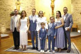Raffaele Daniele con sus padres, Daniele Lombardi, María José Ramos y sus padrinos, José Carlos Robles, Gaby Montemayor, Karla Ramírez y Ricardo Monsiváis.
