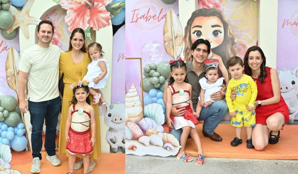 (De izquierda a derecha) Isabela con sus papás, Rosendo Villarreal y Daniela García y su hermana, Inés Villarreal./María Sofía con sus papás, Roberto Treviño y Sofía Elguézabal y sus hermanos, Roberto Andrés e Ivanna Treviño.