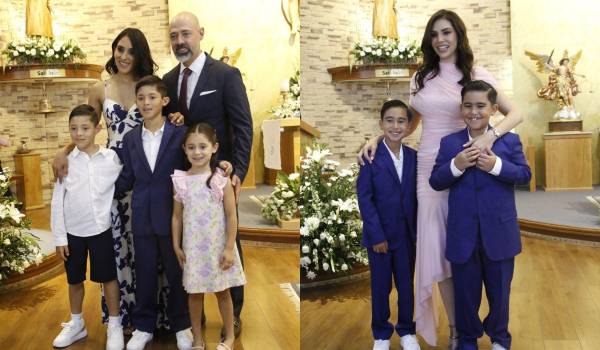 Foto izquierda: Patricio Ibarra con sus papás, Cindy Hernández y Alejandro Ibarra y sus hermanos Andrés y Alessa Ibarra. Foto derecha: Alfonso y Alejandro con su mamá, Moni Amarillas.