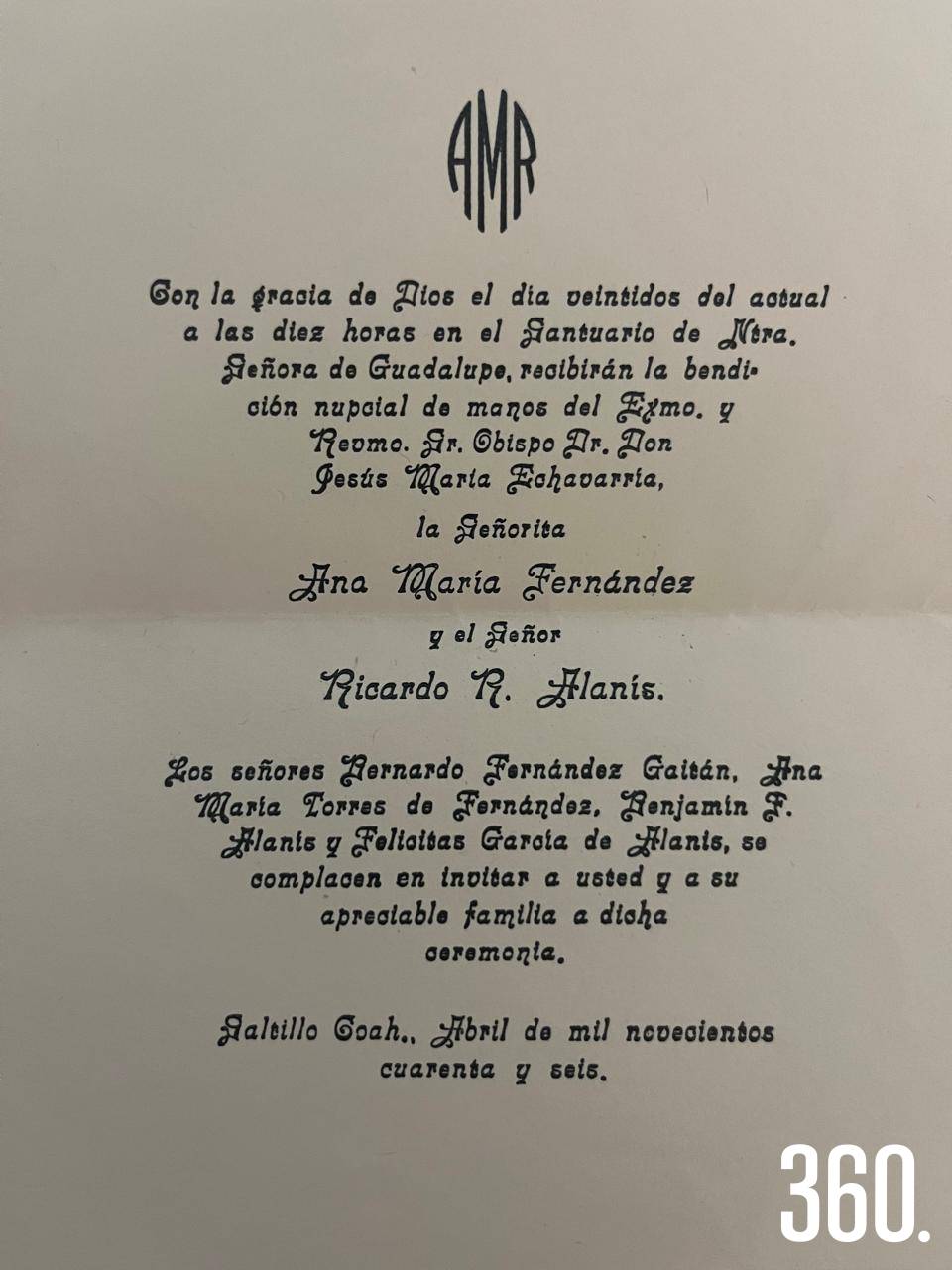 $!Invitación a la boda.